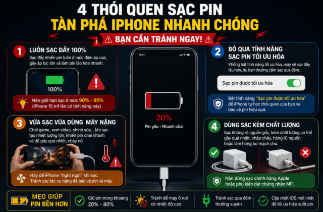 Những Thói Quen Khiến Pin iPhone Chìm Sâu Nhanh Chóng