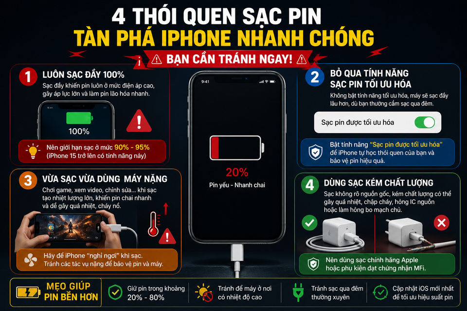 Những Thói Quen Khiến Pin iPhone Chìm Sâu Nhanh Chóng
